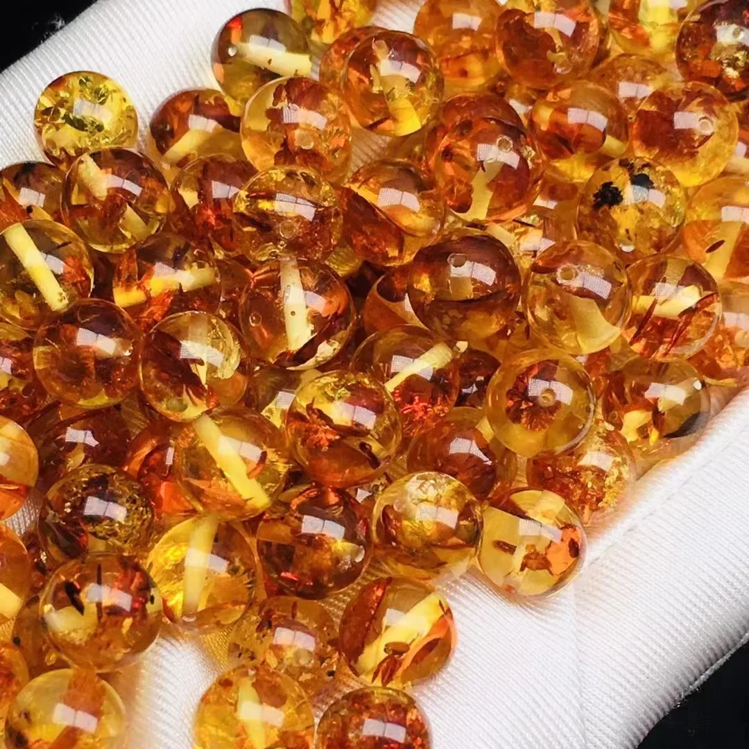 100% Natural Flower Amber Beads For Jewelry Making Diy Bracelet Charms Necklace Genuine Baltic Ambers Round Bead Accessories