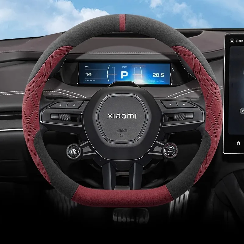 الجلد المدبوغ غطاء عجلة القيادة سيارة ل Xiaomi SU7 2024 2025 رقيقة جدا المضادة للانزلاق تنفس مقاوم للعرق اكسسوارات السيارات