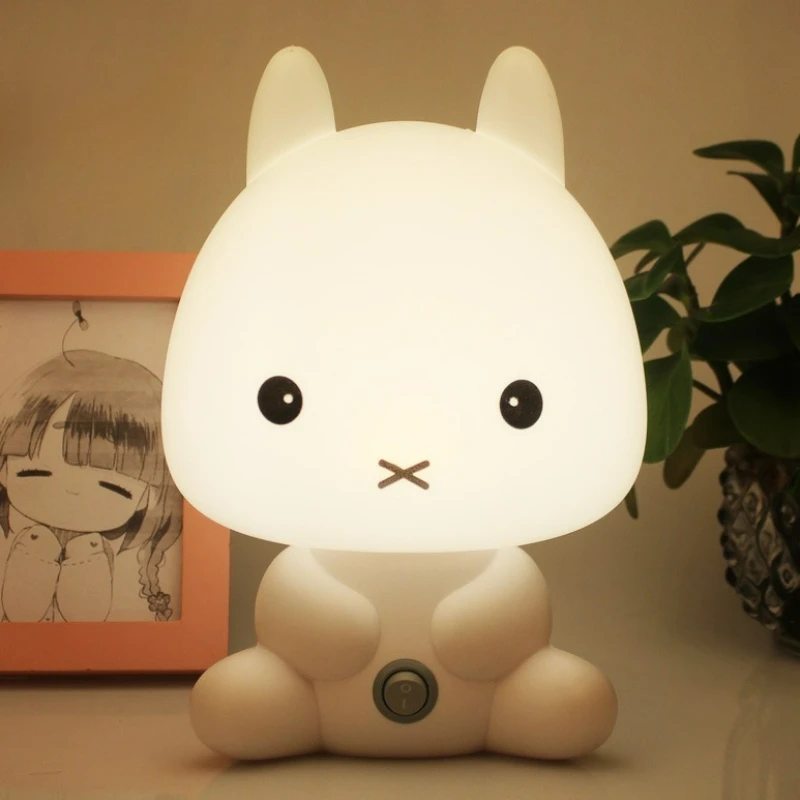 

LED Cartoon Cute Rabbit Bear Table Lamp Decoration for Children's Room Bedroom Plug in Bedside Lamp Desktop Ambient Night Light