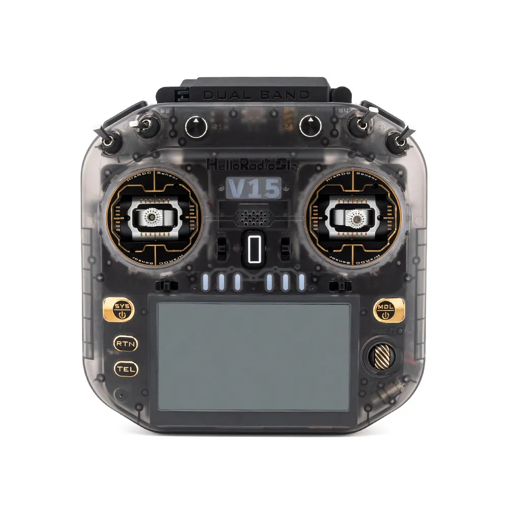 HelloRadio V15 Ultra FPV Radio Gemini Dual Band 1W TX CNC Gimbal RDC90 Sensor AI Language Control Model EdgeTX System RC Radio
