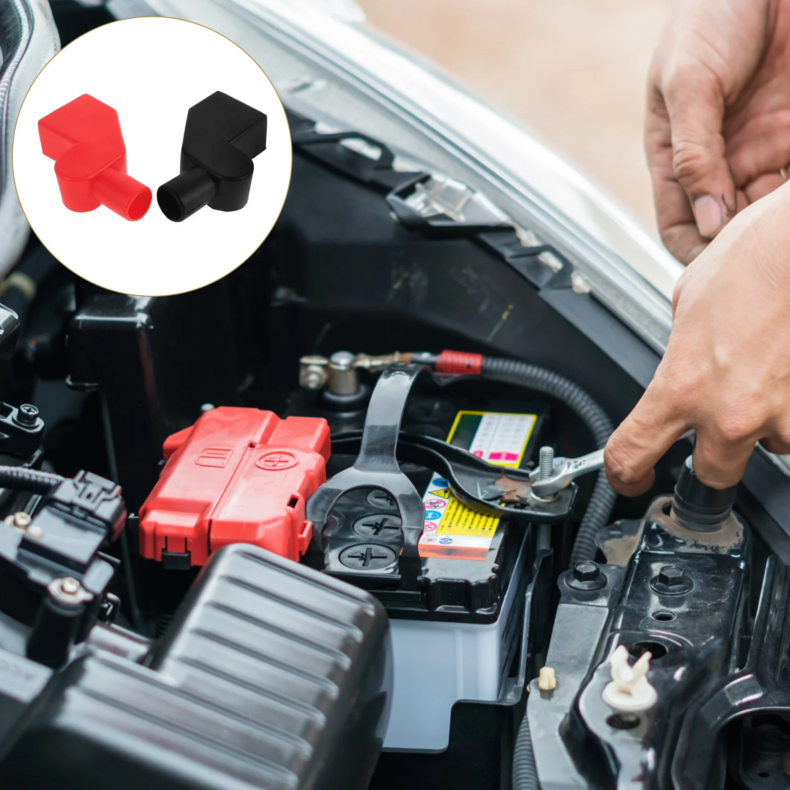 

2Pcs Terminal Protective Caps PVC Insulating Covers Flexible Positive Negative Terminal Boots for Car Boat Truck