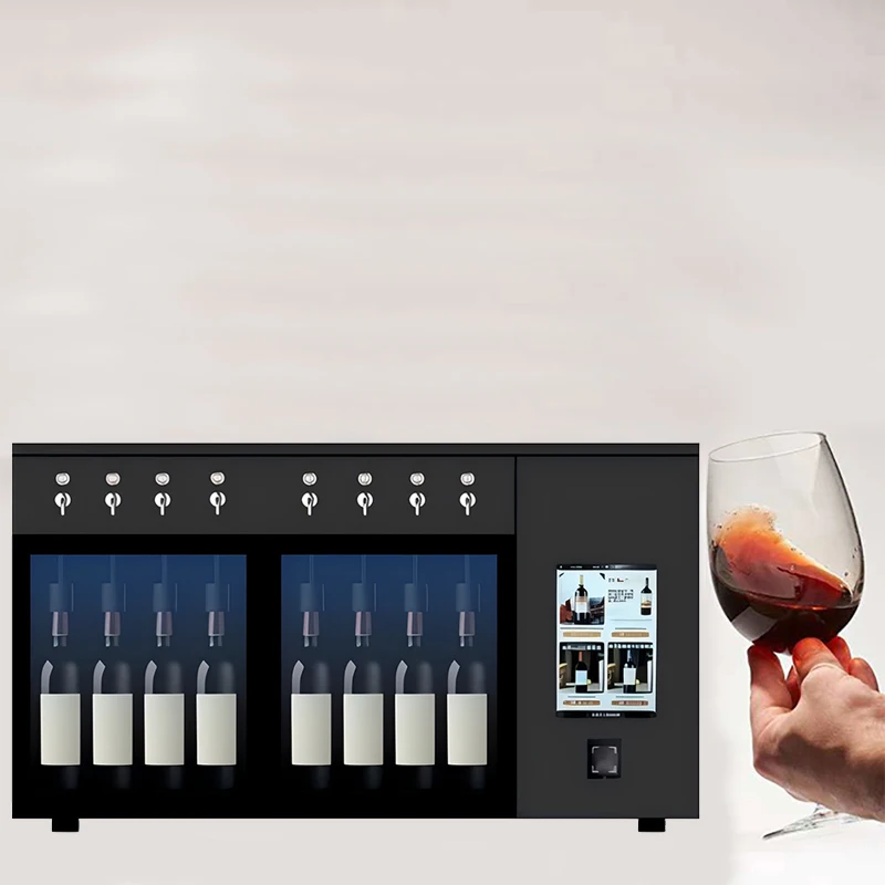 13.3 Inch Digital Wine Cooler 8 Bottle Capacity Smart Electric Dispenser Machine Scan Code IC Card Stainless Steel Built-in
