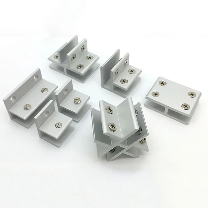 F Style Aluminum Glass Clamps Shelves Support Bracket Clips DIY Hardware for 5 to 13mm Thickness Board Glass Acrylic