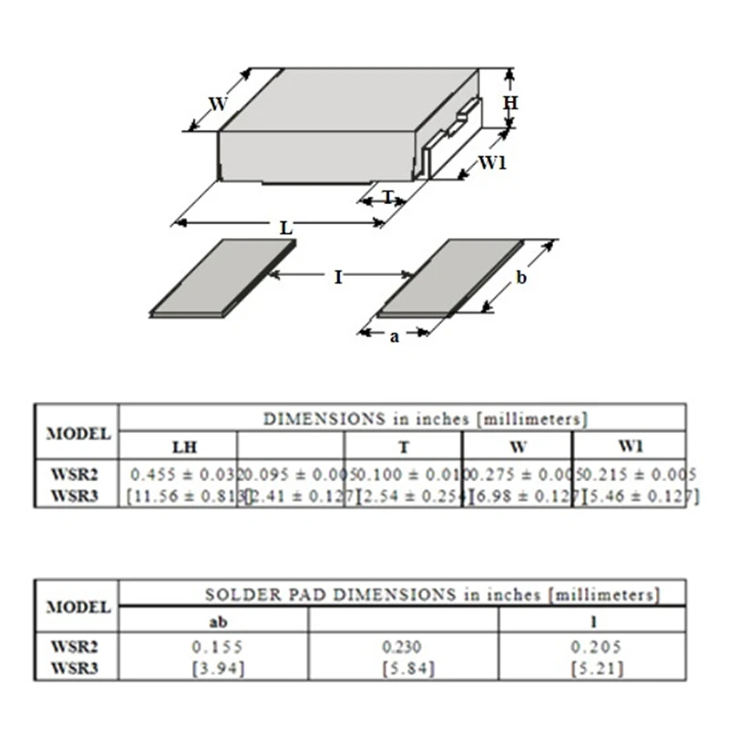 WSR-3 3W 1% 0.01Ω DALE 4527 75PPM 0.015R 0.02R 0.0249R 0.03R 0.033R 0.04R 0.0402ohm 0.05R - SMD resistore di rilevamento della corrente da 3watt