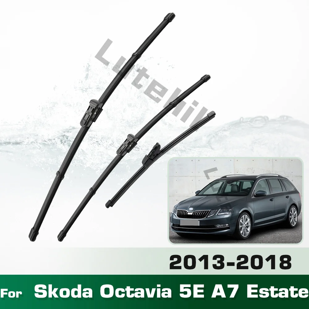 

For Skoda Octavia 5E A7 Estate 2013 - 2018 wiper LHD Front & Rear Wiper Blades Set Windshield Windscreen Window 24"+19"+14"