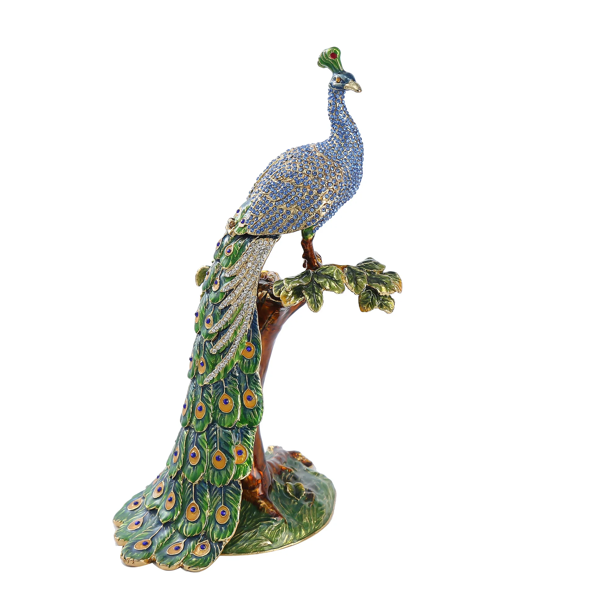 

Metal enamel peacock ornaments, exquisite gifts, auspicious home decoration, characteristic handicrafts