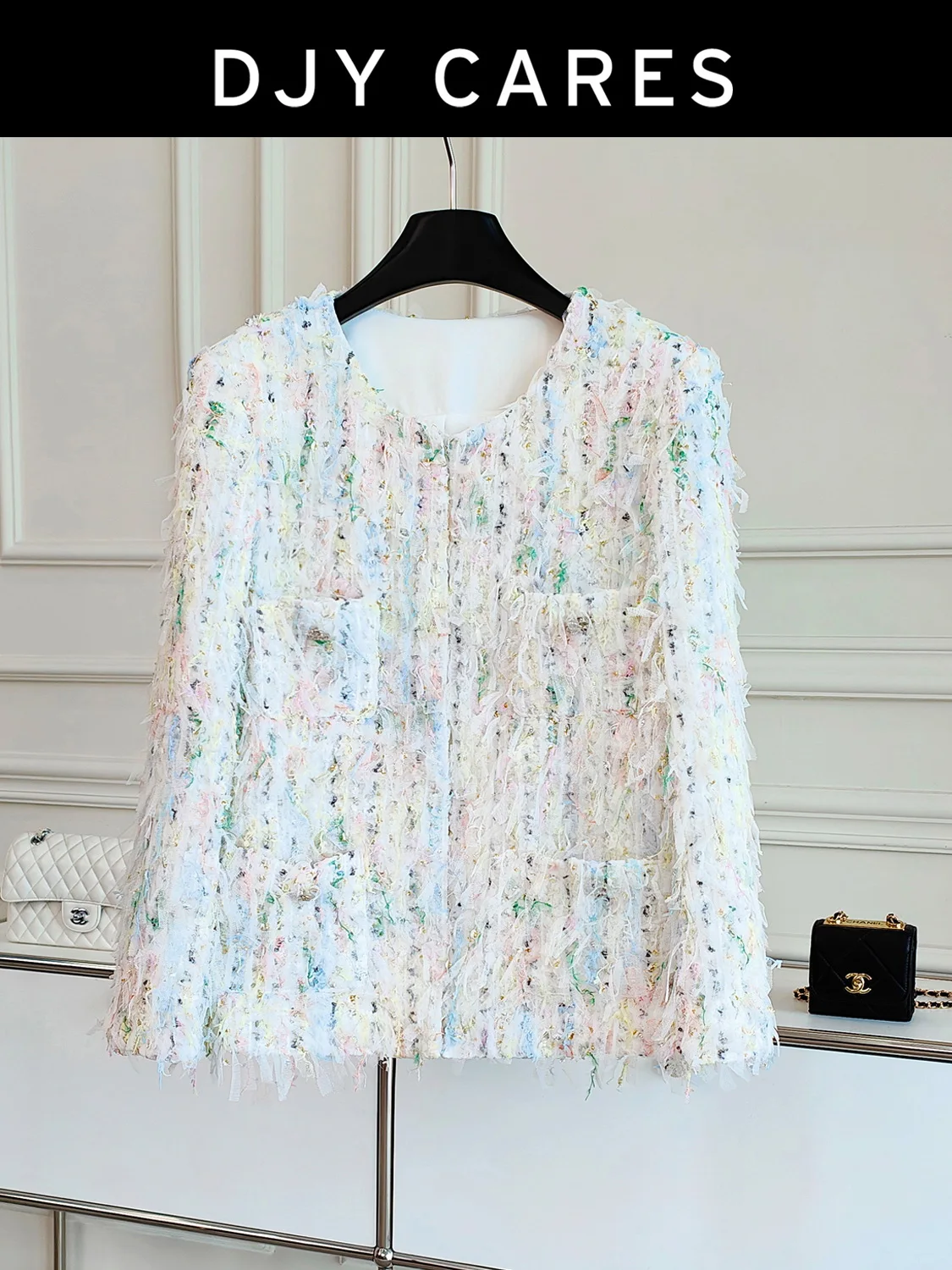 New  Stereoscopic Colorful Heavy Industry Tassel Design Fashionable Medium length Coat big  size