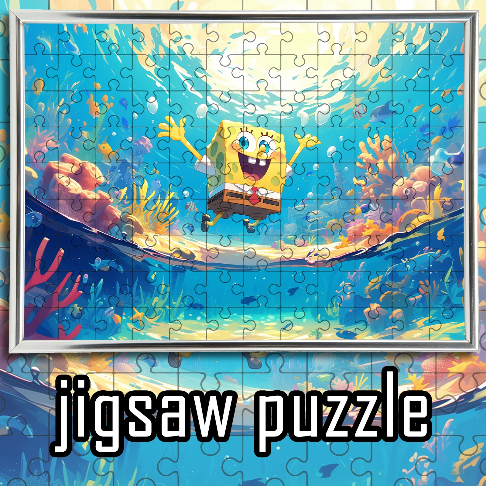 

Spongebob Underwater World Theme Puzzle Jigsaw 108/200/300/500/1000Pcs Color Exquisite Educational Puzzle, Birthday Gift