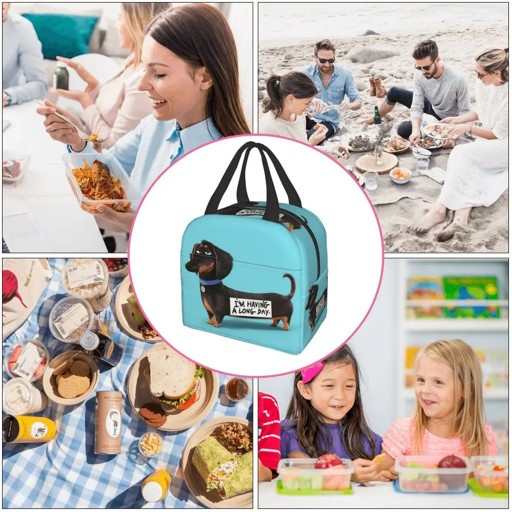 Dachshund Thermal Insulated Lunch Bags Women Wiener Badger Sausage Dog Resuable Lunch Container for Outdoor Picnic Food Box