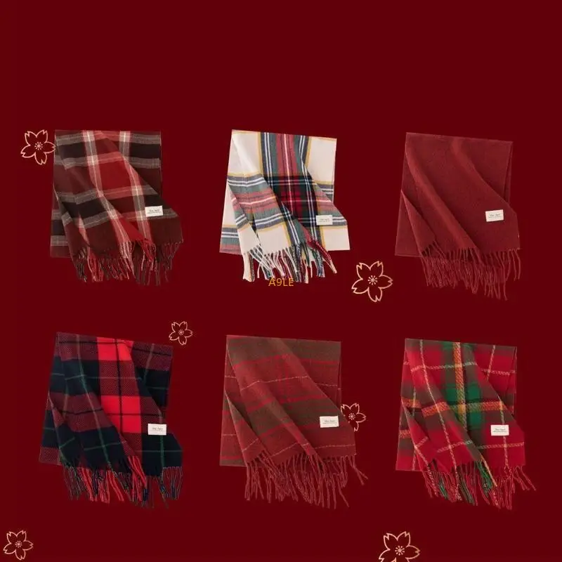 Women’s Fall Winter Scarf Checkered Imitation Pashm Shawl Korean Fashionable