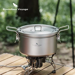 Boundless Voyage Titanium Pressure Cooker Multifunctional Rice Soup Pot Ultralight Outdoor Cookware