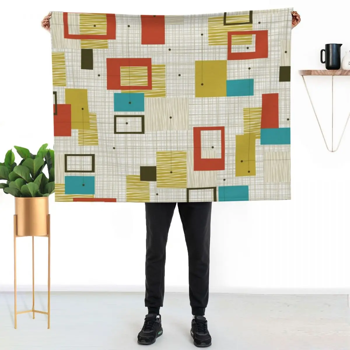 Mid Century Modern 2a Throw Blanket Plush decorative for sofa heavy to sleep Picnic Decorative Throw Blankets