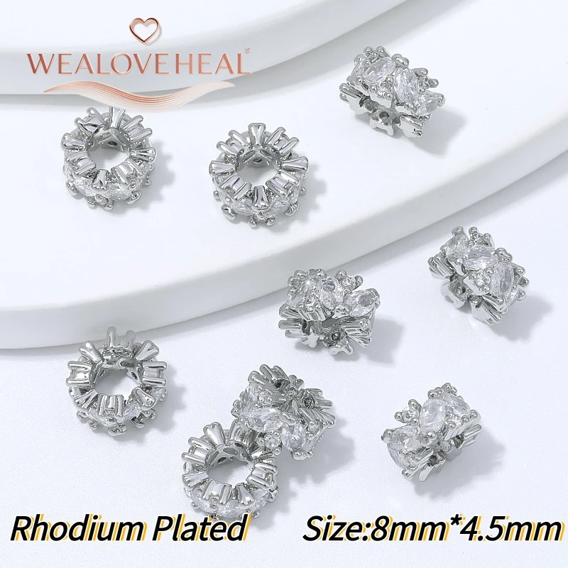 perlen für schmuckherstellung, 8mm 9mm Sunburst Spacer Perlen 4mm Großloch 18K Vergoldetes Messing Micro Pave CZ Spiky für DIY Armband Halskette Schmuckherstellung – Detail 22