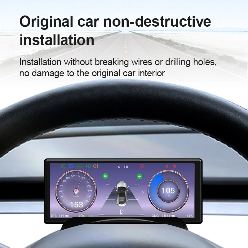 New 6.2 Inch Heads Up Display for Tesla Model 3 Y Digital Screen Dashboard Upgrade Modification Car Accessories