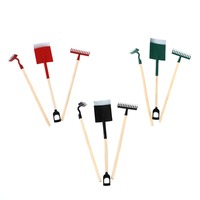 3Pcs 1:12 Dollhouse Dollhouse Miniatures Gardening Shovel DIY Vintage Dollhouse Mini Shovel Rake Cute Green/black/red