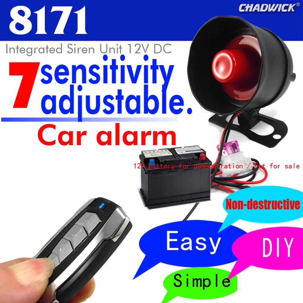 Car Alarm Security System 2 Way Remote Control Keyless Entry Engine Start Electronic Siren for 12V Automotive
