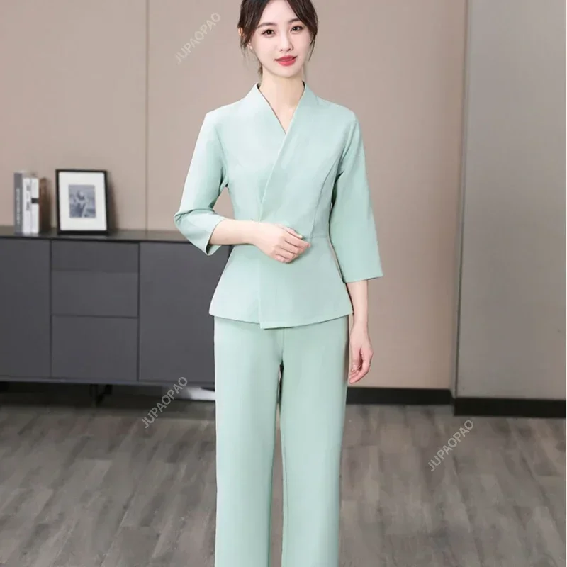 Spring and Autumn Upscale Beauty Salon Spa Female Work Clothing Hotel Reception Work Clothe Spa Uniform Sauna Foot Bath Uniforms