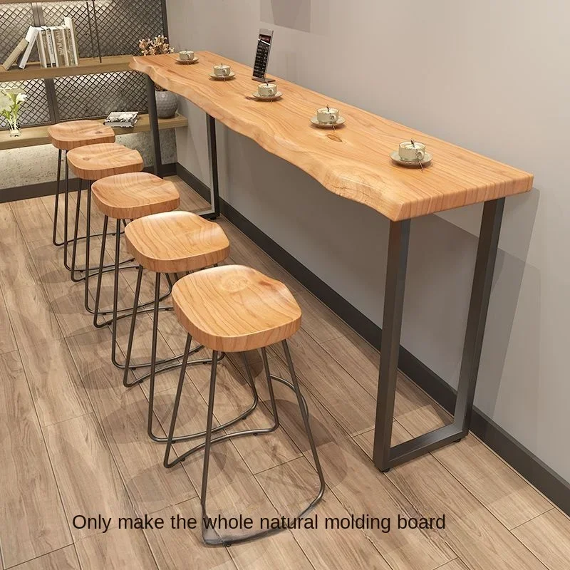 

VIP Custom Solid Wood Bar Long Table Bar Table Home High-foot Balcony Dessert Shop Table and Chair Leisure Combination