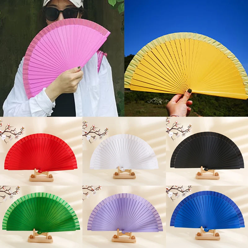 Plain Pure Wood Folding Fan Modern Classical Dance Performances Hand Fan Art Craft Home Ornaments Hand-Painted Ornament Gift