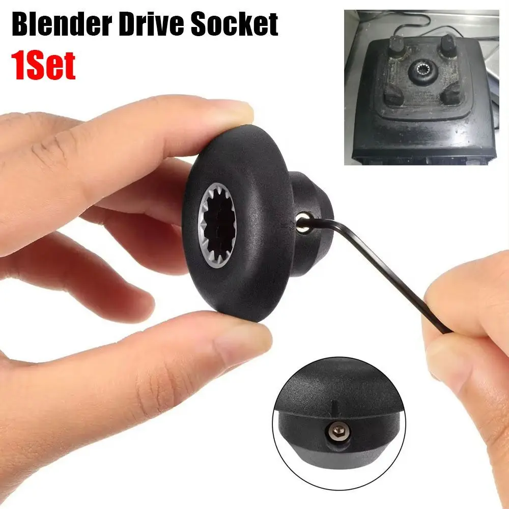 1Set Mushroom Head Connector Blender Drive Socket Black Universal Blender Spare Parts for Vitamix Blender with Wrench Screw
