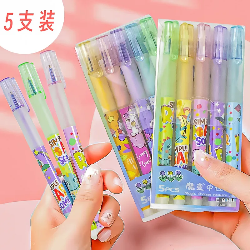 

6pcs Ins Erasable Neutral Pens Animal unicorn Design Gel Pen Kawaii Press Pen with Erasers Korean Stationery for School Office