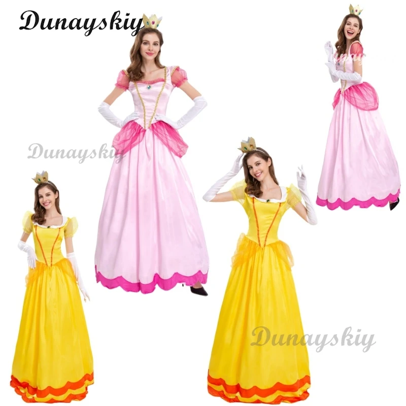

Queen Dress Rose Red Princess Cosplay New Princess Dress Palace Party Skirt Pink Peach Blossom Clothes Anime Halloween Costumes