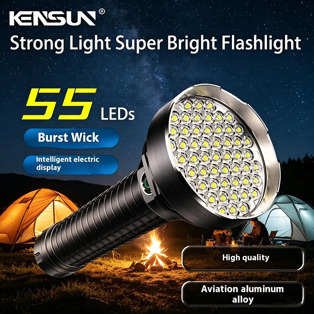 

55LED супер яркий фонарь высокой мощности фонарик USB перезаряжаемый сильный свет фонарик водостойкая мощная лампа для кемпинга на открытом воздухе