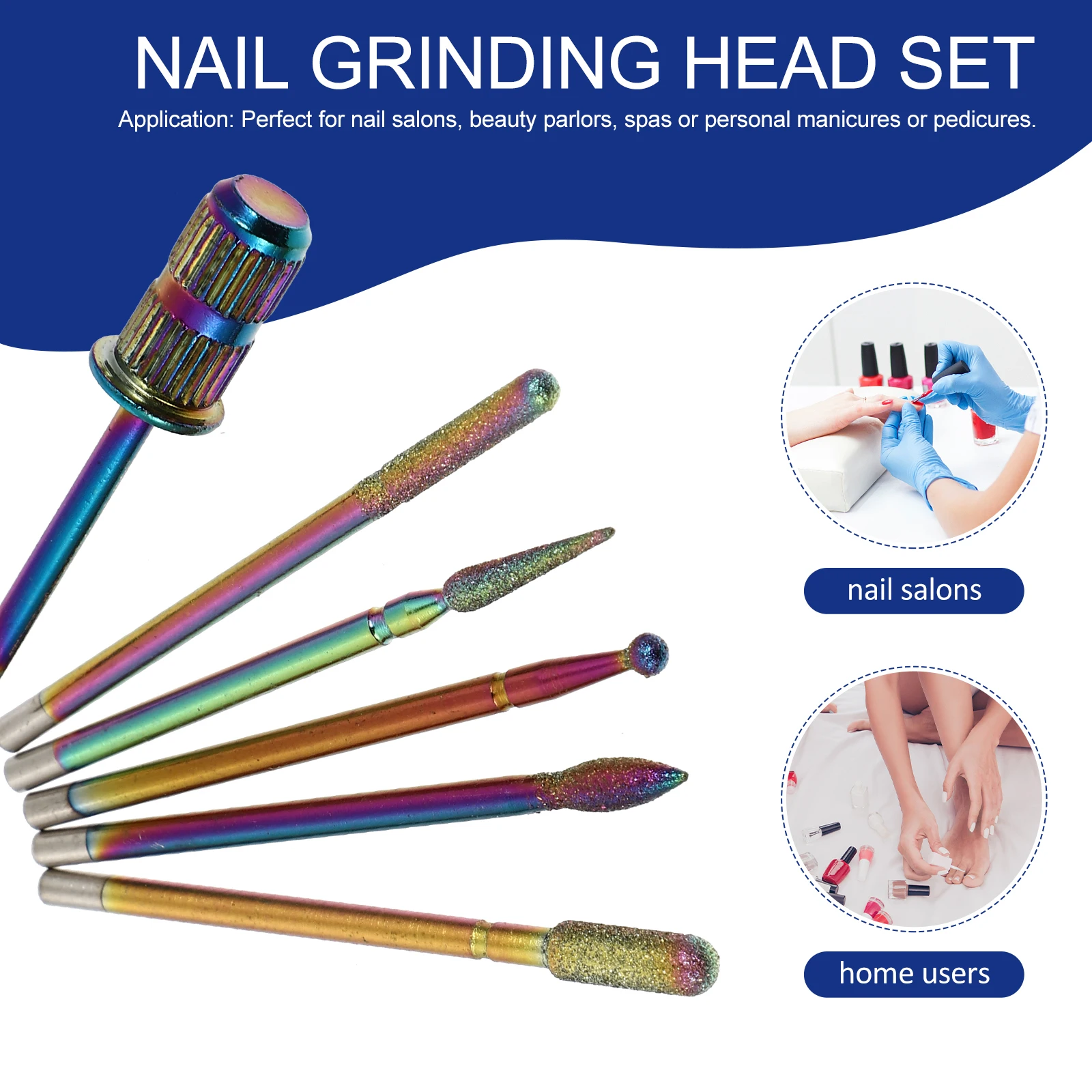 

6Pcs Manicure Grinding Heads Kit Sturdy Nail Polishing Machine Tools for Professional Home Use Long-Lasting Wear-Resistant Drill
