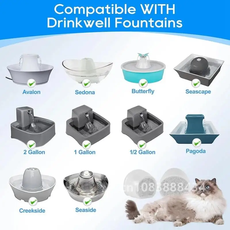 Filtros de fonte de água e espuma para petsafe cerâmica avalon borboleta sedona gato fonte automática filtros de tigela de água