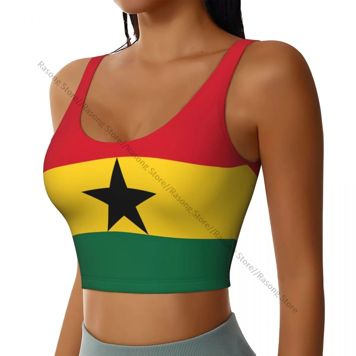 Sports Bra Women Running Yoga Clothes Vest Ghana Flag Gathering Fitness Vest