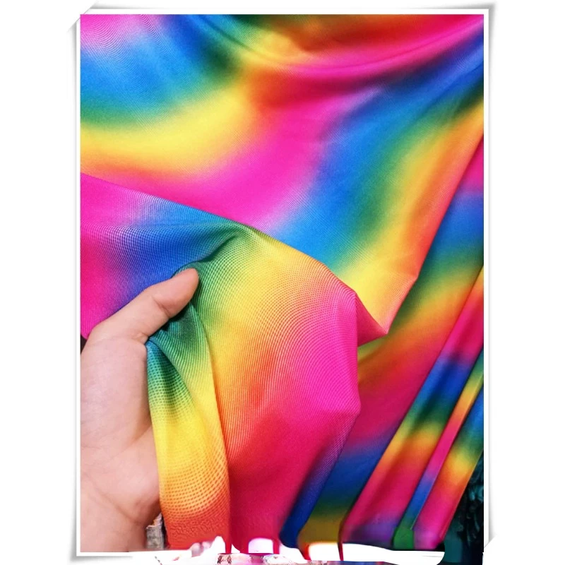 Swimsuit Colorful Gradient Color Spandex Base Printed Fabric Swimsuit Latin Dance Costume Dance Costume DIY Clothing Fabric