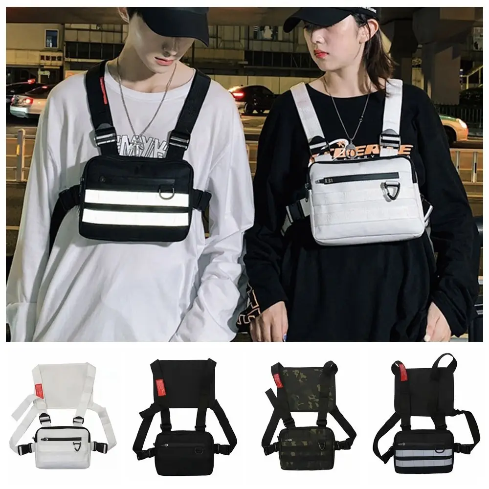 Chest Pocket Chest Front Pack Streetwear Multi-functional Sports Vest Bag Reflective Water Resistant Running Vest Bag Running