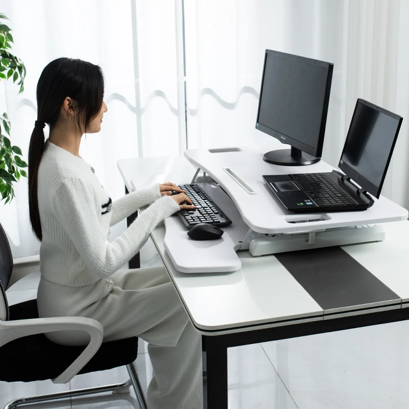 Standing, lifting, folding workbench, enlarged desktop display, elevated stand, office computer desk