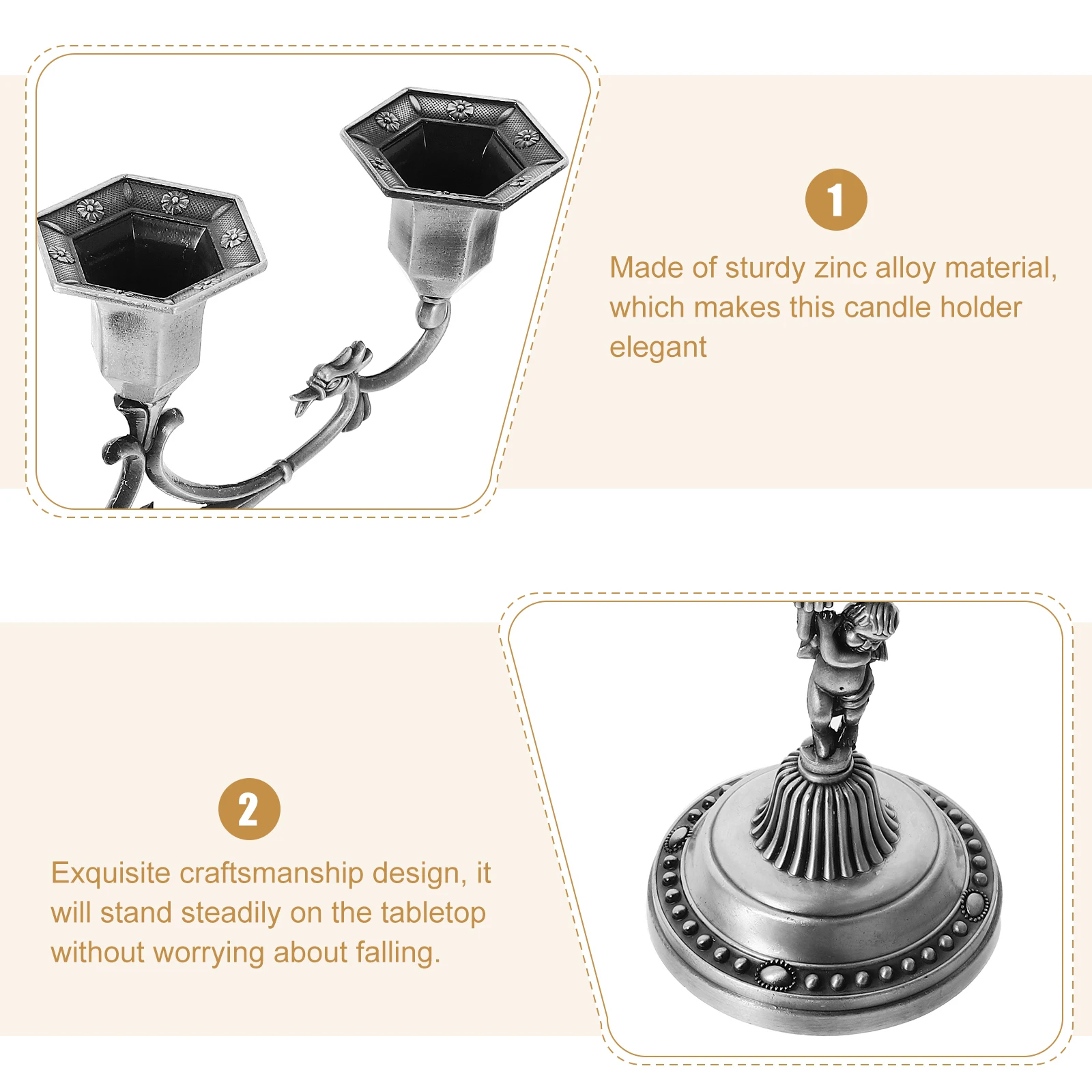 

Exquisite Retro Holder Zinc Alloy Vintage Holder For Wedding Church Decorative Table Centerpiece Metal Candlestick
