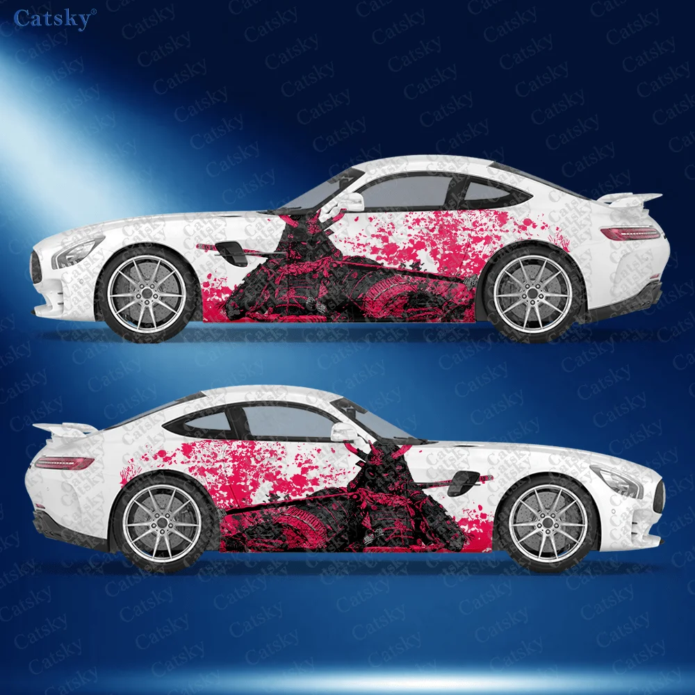 

CATSKY.2pcs.Trendy Cool Demon Samurai Car Side Decals | Self-Adhesive PVC Waterproof & Scratch-Resistant Stickers, Fashionable D