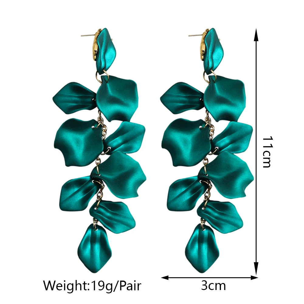 Korean Fashion Acrylic Petal Flower Tassel Dangle Earrings For Women Luxury Vintage Fairy Wedding Party Jewelry Accessories Gift