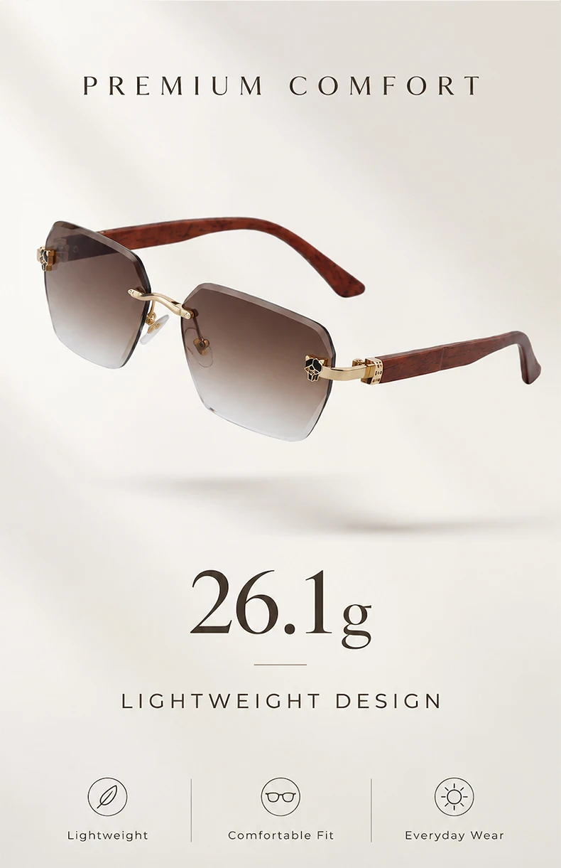 Quadratische Randlose Photochrome Sonnenbrille für Herren Vintage Sonnenbrillen 2026 Luxus Designer Shades Herren Geschnittene Gläser Rahmenlose Brillen – Detail 8
