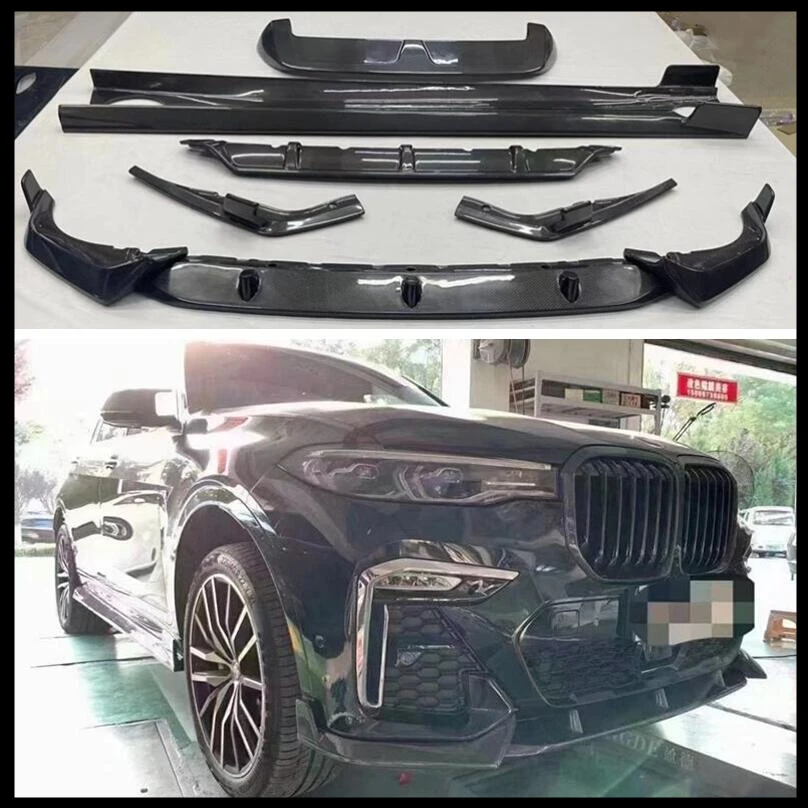 For BMW X7 G07 2019-2023 Forged Carbon Fiber Front Bumper Lip Rear Diffuser Body Side Skirt Kit Trunk Top Spoiler Modification