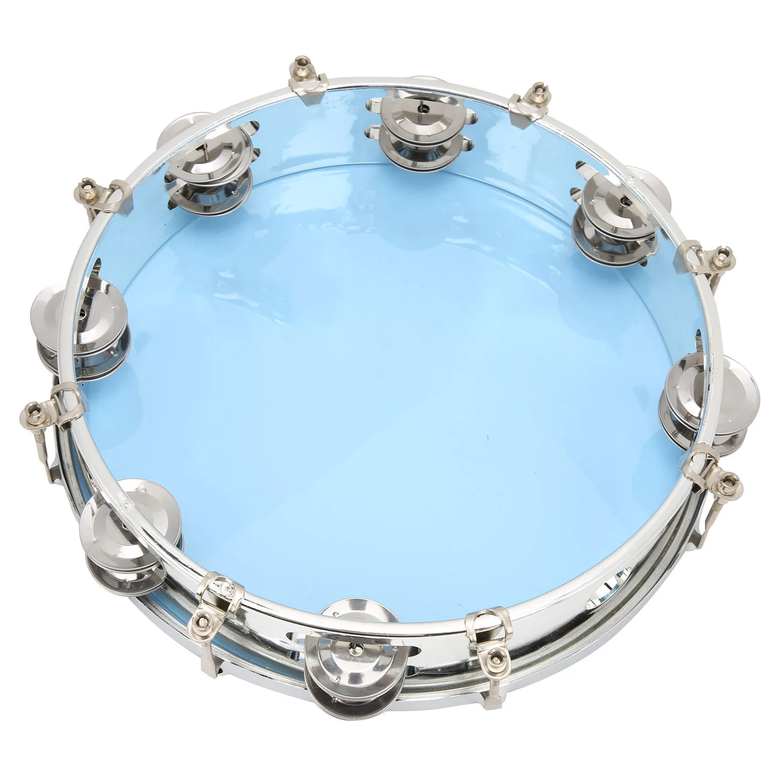 

MBAT 10in Blue Tambourine, Adjustable Double Row Jingles - Percussion Instrument for Party