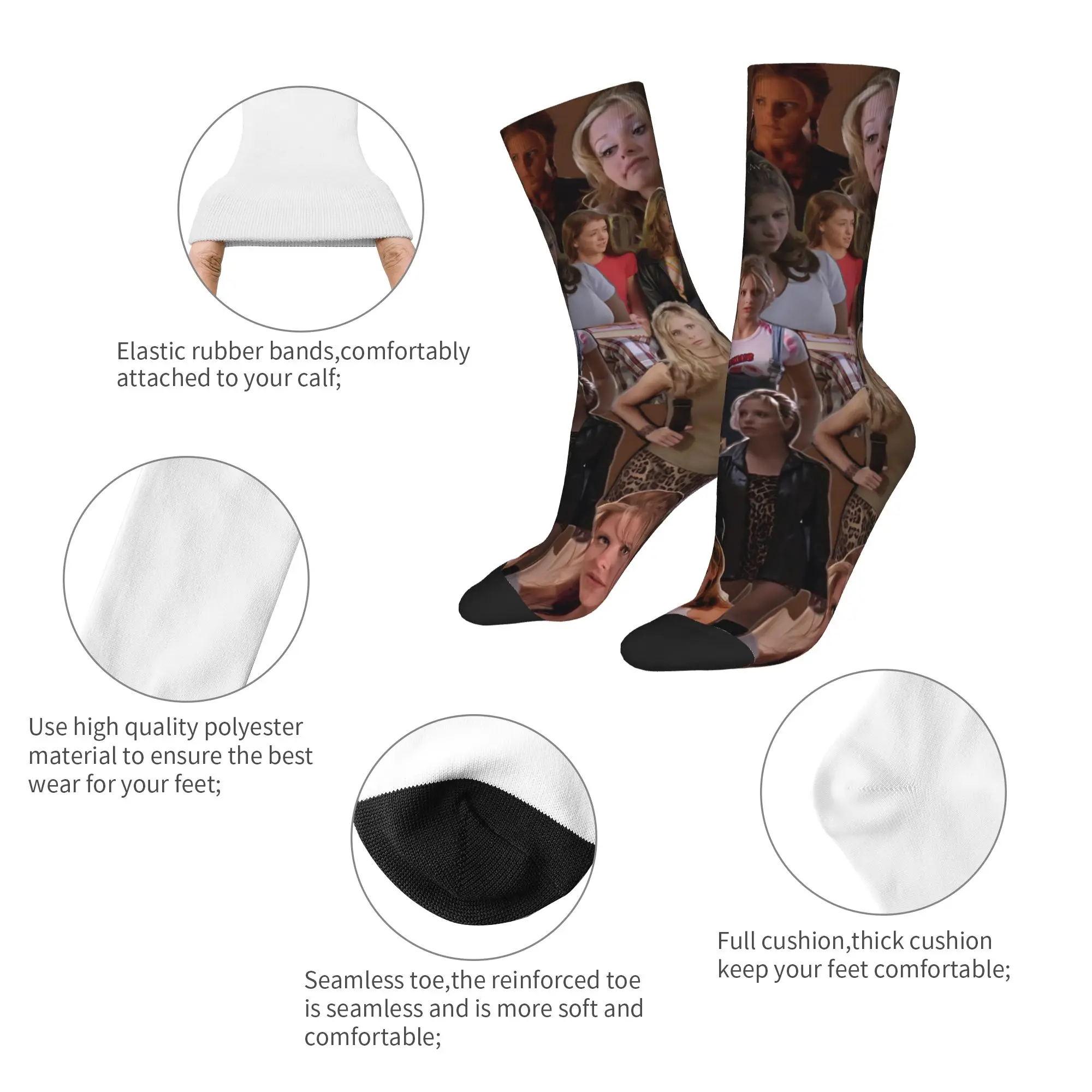 Autumn Winter Hip-hop Men's Women's Buffy the Vampire Slayer Socks Horror Movie Non-slip Basketball Socks