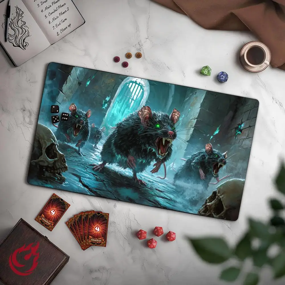 

Dungeons and Fierce Rats MTG Playmat Magic Card Mat with Stitched Edge Non-Slip Durable Tabletop playmat Board Game Mat for TCG