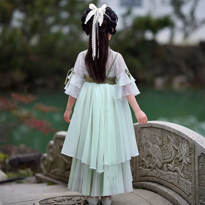 Meisjes Vintage Chinese Traditionele Hanfu Jurk Lief Meisje Kinderen Voeren Kostuums Sprookjesjurk Prinses Tang Pak Kids Cosplay