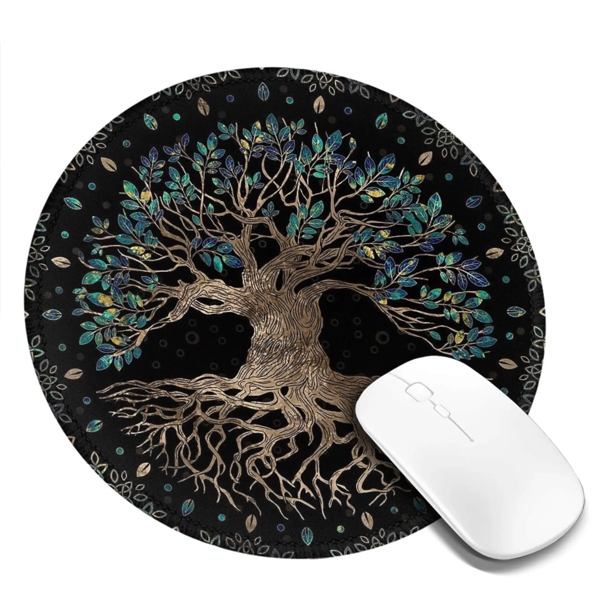 Tree of life -Yggdrasil Golden and Marble Mouse Pad Computer Keyboard Mouse Mat Gamer PC Desk Mat Office Accessories Table Mats