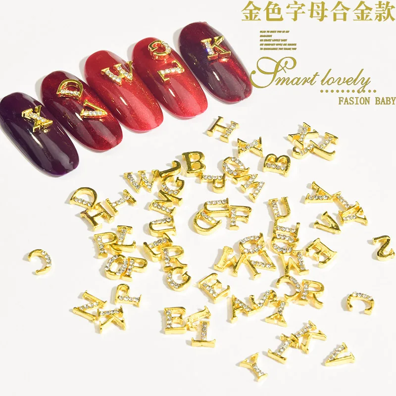 

20Pcs/Lot Net Red Hot Selling Alloy Alphabet New Nail Art 26 Alphabet Alloy Jewelry Alphabet Nail Jewelry Alphabet Nail Diamond