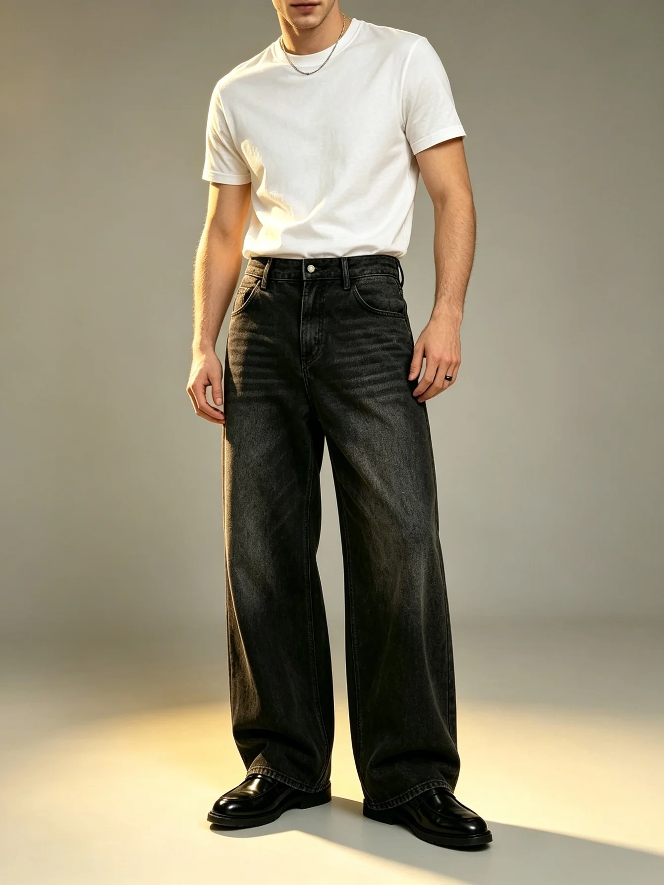 All-Match Daily Y2K Trendy American Street Wide Leg Distressed Denim Pants Thick Sturdy Denim Authentic US Street Culture, Roman
