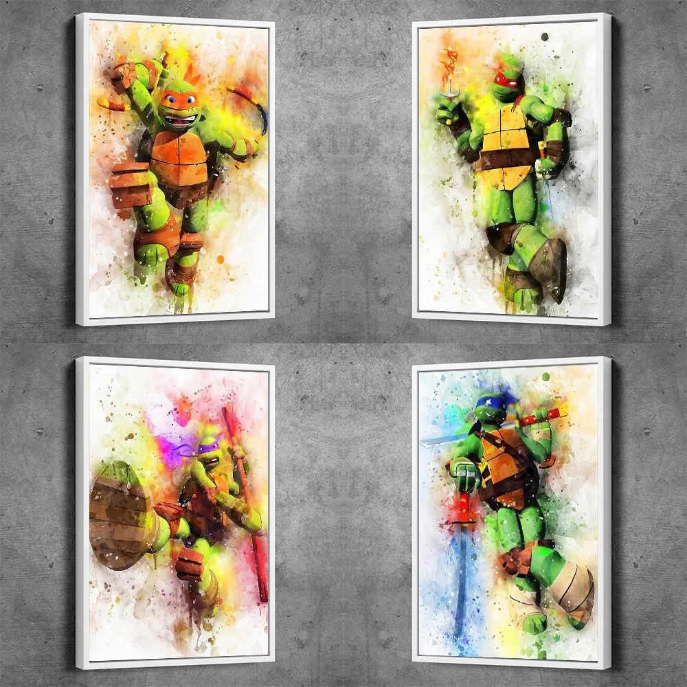 Watercolor Prints Teenage Mutant Ninja Turtles Fine Art Canvas Painting Pop Cartoon Graffiti Wall Decor Posters For Living Room