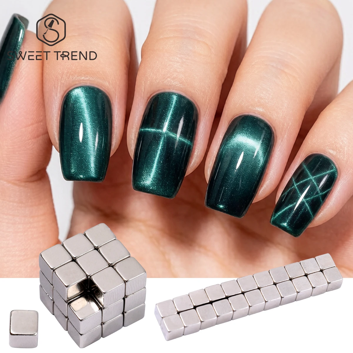 3mm/4mm Square Block Magnets For Nails 3D Rectangular Mini Adjustable Magnetic Tool Creative Cat Eye Auxiliary Manicure Supplies