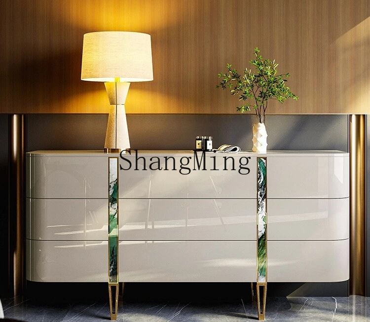 

CL Modern Light Luxury Sideboard Cabinet Living Room Decorative Bedroom Chest of Drawers Entryway Solid Wood Console Cabinet