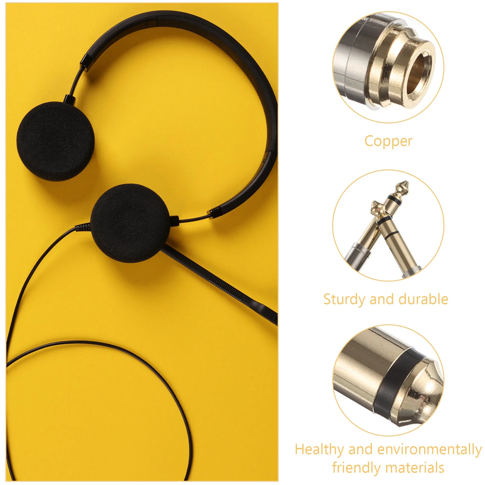 2 Pcs Audio Adapter Converter Gold Plated Headset Earphone 635mm to 35mm Jack Stereo Plug Copper