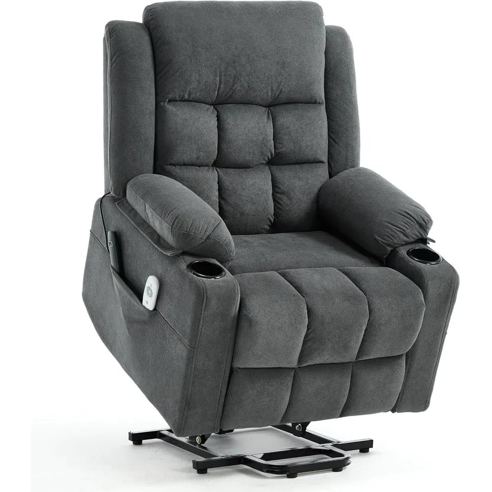 Lit Chair Recliners for Elderly with Heat and Massage, Recliner Chairs for Adults, Upgraded Fabric Recliner with USB & Type-C Ch